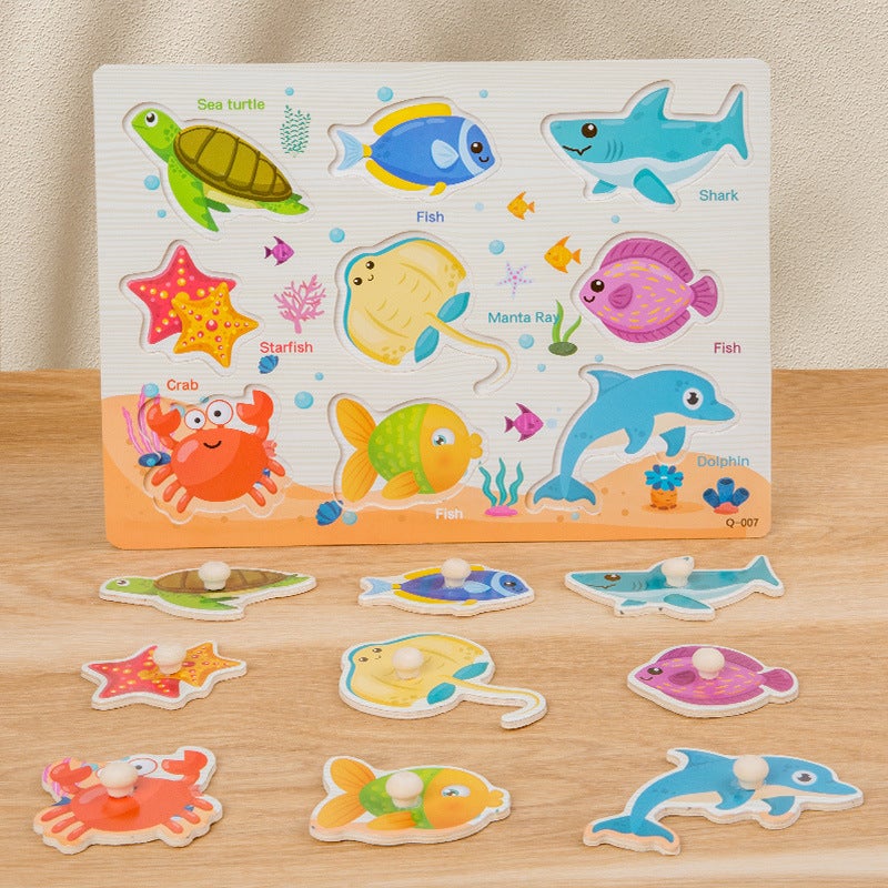 Wooden Hand-Held Jigsaw Puzzle Cognitive Jigsaw Puzzle Panel For Children Aged 1-3 - Image 4